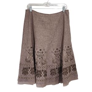 Vintage Skirt 12 Wool Blend  Floral Embroidered Western Cottagecore Craftcore